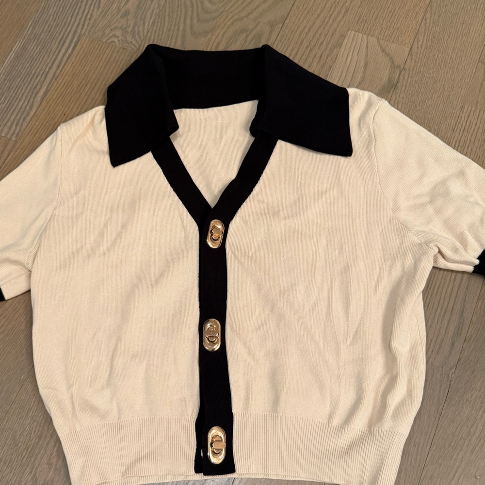 Commense Cream Ribbed Knit Top - Picture 2 of 9